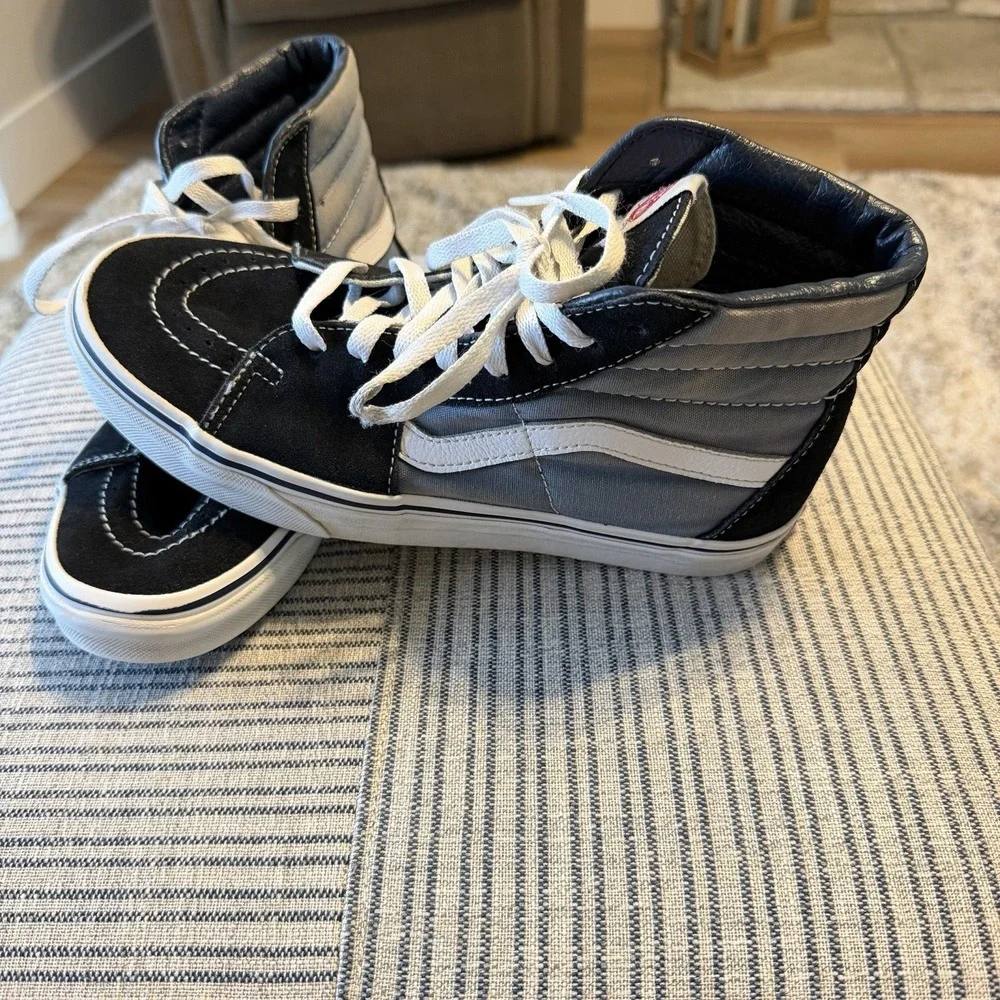 Vans Sk8-Hi Classic Black Blue White High Top Skate Shoes Men's 7.5 Women's 9